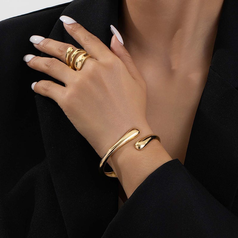 MTINEAPS Store Gold Bangle Bracelets for Women Teens Trendy Chunky Adjustable Twist Cuff Bracelet Jewelry Gifts - Image 4